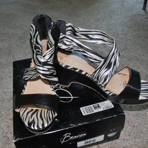 Zebra Stripe Criss Cross Sandal - Size 12W